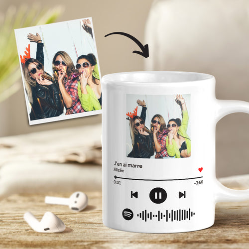Mug de photo personnalisée de musique Spotify | Meilleur cadeau
